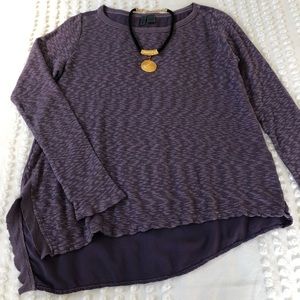 Anthropologie Left of Center Medora Purple Asymmetric Hem Top